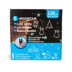 Niskonapięciowe lampki sople jelenie i dzwonki 120led ciepłe 3m+pilot